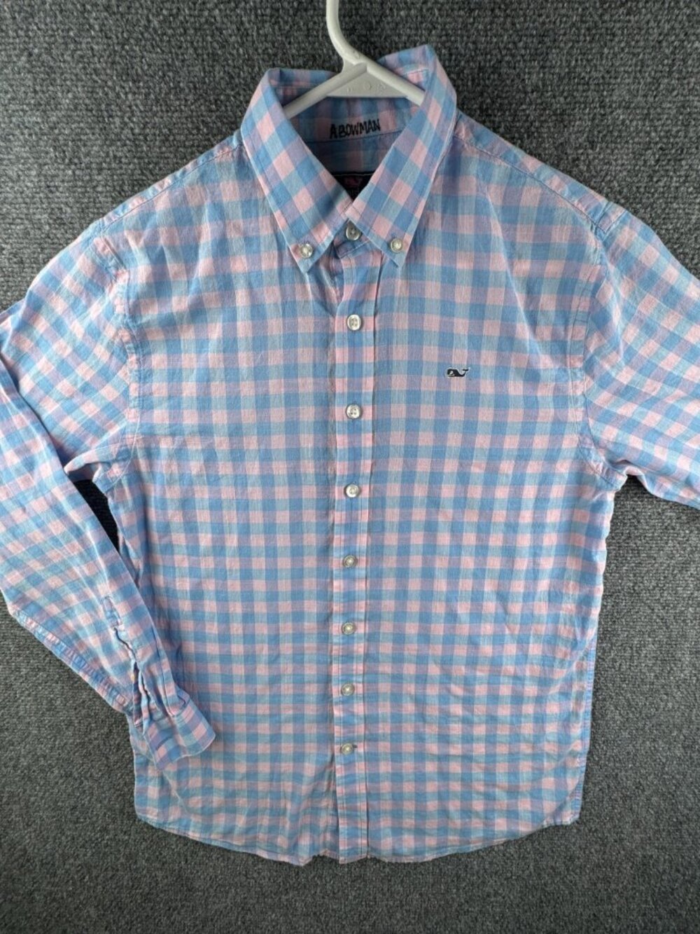 Vineyard Vines Long Sleeve Button Up Boys Lightweight Pink Blue Check Large 16